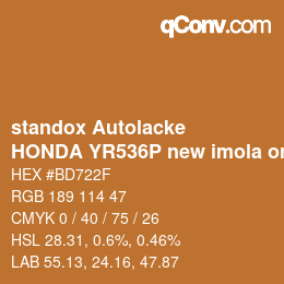 Farbcode: standox Autolacke - HONDA YR536P new imola orange | qconv.com