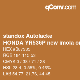 カラーコード: standox Autolacke - HONDA YR536P new imola orange OEM 2005 | qconv.com