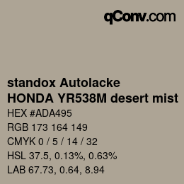 Color code: standox Autolacke - HONDA YR538M desert mist | qconv.com