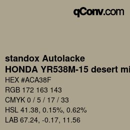 Color code: standox Autolacke - HONDA YR538M-15 desert mist OEM 2005 | qconv.com