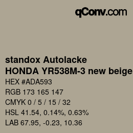 颜色代码: standox Autolacke - HONDA YR538M-3 new beige OEM 2005 | qconv.com