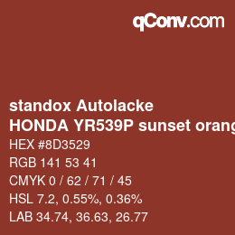 Color code: standox Autolacke - HONDA YR539P sunset orange | qconv.com