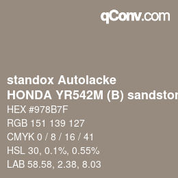Código de color: standox Autolacke - HONDA YR542M (B) sandstone OEM 2005 | qconv.com