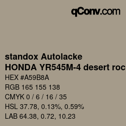 Código de color: standox Autolacke - HONDA YR545M-4 desert rock OEM 2006 | qconv.com