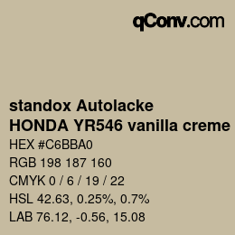 Código de color: standox Autolacke - HONDA YR546 vanilla creme | qconv.com