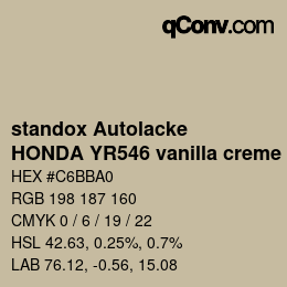 Code couleur: standox Autolacke - HONDA YR546 vanilla creme | qconv.com