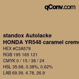 カラーコード: standox Autolacke - HONDA YR548 caramel creme | qconv.com