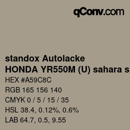 Code couleur: standox Autolacke - HONDA YR550M (U) sahara sand OEM 2006 | qconv.com