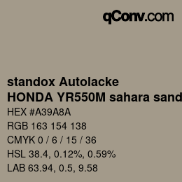 Color code: standox Autolacke - HONDA YR550M sahara sand OEM 2005 | qconv.com