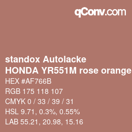 カラーコード: standox Autolacke - HONDA YR551M rose orange OEM 2005 | qconv.com