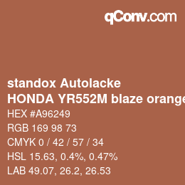 カラーコード: standox Autolacke - HONDA YR552M blaze orange OEM 2005 | qconv.com