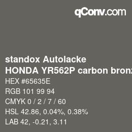 Farbcode: standox Autolacke - HONDA YR562P carbon bronze OEM 2006 | qconv.com