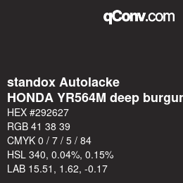 Farbcode: standox Autolacke - HONDA YR564M deep burgundy OEM 2006 | qconv.com