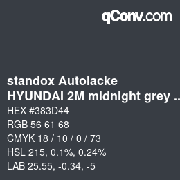 Farbcode: standox Autolacke - HYUNDAI 2M midnight grey OEM 2006 | qconv.com