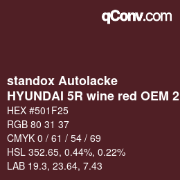 Color code: standox Autolacke - HYUNDAI 5R wine red OEM 2006 | qconv.com
