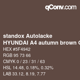 Farbcode: standox Autolacke - HYUNDAI A4 autumn brown OEM 2006 | qconv.com