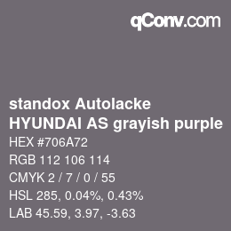 カラーコード: standox Autolacke - HYUNDAI AS grayish purple | qconv.com
