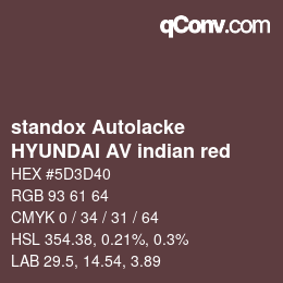 Color code: standox Autolacke - HYUNDAI AV indian red | qconv.com