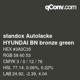 Color code: standox Autolacke - HYUNDAI BN bronze green | qconv.com