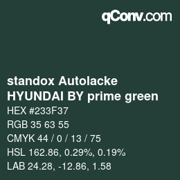 Farbcode: standox Autolacke - HYUNDAI BY prime green | qconv.com