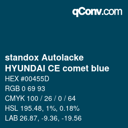 Farbcode: standox Autolacke - HYUNDAI CE comet blue | qconv.com