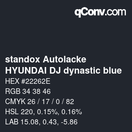 Código de color: standox Autolacke - HYUNDAI DJ dynastic blue | qconv.com
