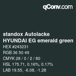 Color code: standox Autolacke - HYUNDAI EG emerald green | qconv.com
