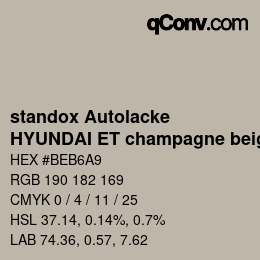 カラーコード: standox Autolacke - HYUNDAI ET champagne beige | qconv.com