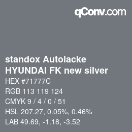 Color code: standox Autolacke - HYUNDAI FK new silver | qconv.com