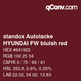 Código de color: standox Autolacke - HYUNDAI FW bluish red | qconv.com