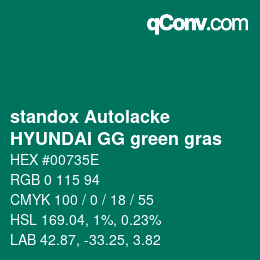 カラーコード: standox Autolacke - HYUNDAI GG green gras | qconv.com