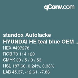 Código de color: standox Autolacke - HYUNDAI HE teal blue OEM 2005 | qconv.com