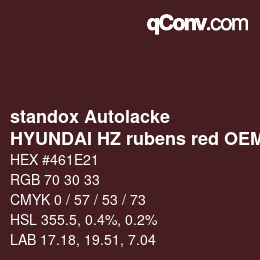 カラーコード: standox Autolacke - HYUNDAI HZ rubens red OEM 2005 | qconv.com