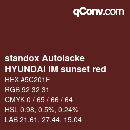 Farbcode: standox Autolacke - HYUNDAI IM sunset red | qconv.com