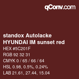 Color code: standox Autolacke - HYUNDAI IM sunset red | qconv.com