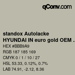 Farbcode: standox Autolacke - HYUNDAI IN euro gold OEM 2005 | qconv.com