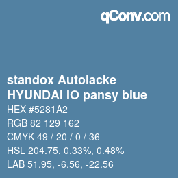 Color code: standox Autolacke - HYUNDAI IO pansy blue | qconv.com