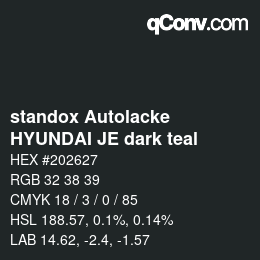 Color code: standox Autolacke - HYUNDAI JE dark teal | qconv.com