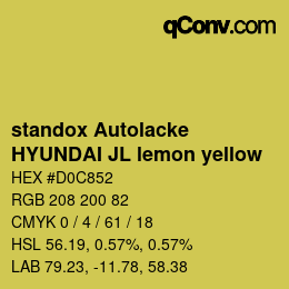 Color code: standox Autolacke - HYUNDAI JL lemon yellow | qconv.com