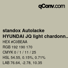 Color code: standox Autolacke - HYUNDAI JQ light chardonnay OEM 2005 | qconv.com