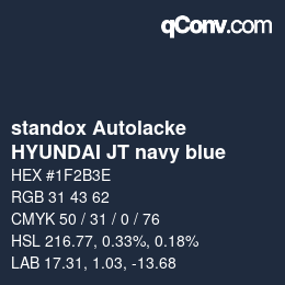 Color code: standox Autolacke - HYUNDAI JT navy blue | qconv.com