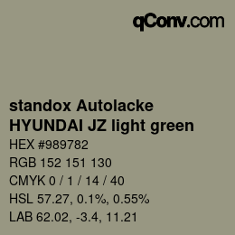 Color code: standox Autolacke - HYUNDAI JZ light green | qconv.com