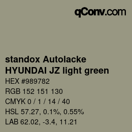 Código de color: standox Autolacke - HYUNDAI JZ light green | qconv.com