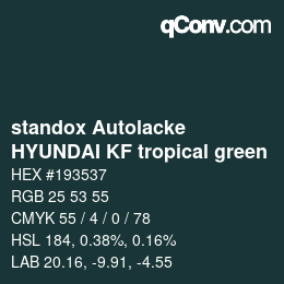 Farbcode: standox Autolacke - HYUNDAI KF tropical green | qconv.com