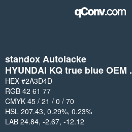 Farbcode: standox Autolacke - HYUNDAI KQ true blue OEM 2005 | qconv.com