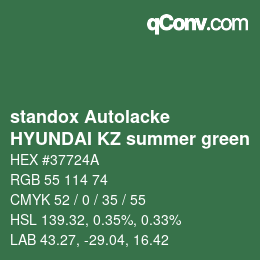 Farbcode: standox Autolacke - HYUNDAI KZ summer green | qconv.com