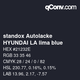 カラーコード: standox Autolacke - HYUNDAI LA lima blue | qconv.com