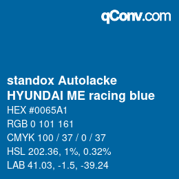 Código de color: standox Autolacke - HYUNDAI ME racing blue | qconv.com