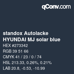 Color code: standox Autolacke - HYUNDAI MJ solar blue | qconv.com