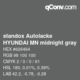 Farbcode: standox Autolacke - HYUNDAI MN midnight gray | qconv.com